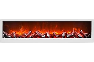 STEPHANS MÖBELBÖRSE LED Wandkamin Tischkamin Elektrokamin mit realistischer Flammensimulation Kaminfeuer Feuersimulation weiß inkl. Fernbedienung 60x20cm