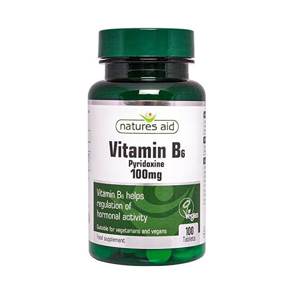 Natures Aid Vitamin B6 100 mg, Pyridoxine, Suitable for Vegans, 100 Tablets