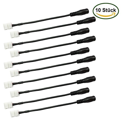 LitaElek LED Verbinder für 8mm Breite SMD 3528 2835 Einfarbige LED Streifen DC Buchsenstecker und Verbinder Verbindungskabel Zwischen LED Streifen und ein LED Dimmer order Stromversorgung (10 Stück)