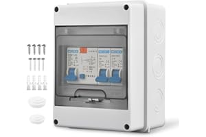 KUWUNG Caja Cuadro Electrico con Magnetotermico 32A, IP65 Impermeable 5 Vías Cuadro Electrico Superficie con Protección Contra Fugas, Cajas Magnetotérmicos con Interruptores Diferenciales