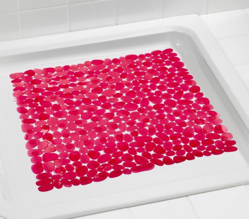 WENKO 20261100 Duscheinlage Paradise Red – Rutschstopp, Saugnäpfe, Kunststoff, Rot - 2