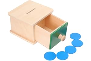 Toddmomy, 1 scatola per monete per neonati Montessori in legno con occhio di mano, giocattolo educativo per bambini da 1 a 3 (stile scatola)