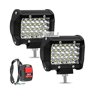 Dhe Best Bike 24 LED Fog Light Bar Spot Beam Off Road Driving Lamp (72W, White Light, Set of 2 with ON Off Switch) for Royal Enfield Himalayan