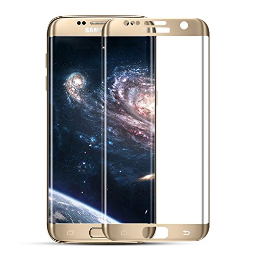 3D Full Coverage Screen Protector Galaxy S7 Edge Schutzfolie Mture Displayschutz Schutzglas für Galaxy S7 Edge 3D Touch kompatible Transparent Panzerglas Ultra Klar Film Stressfreie, Blasenfreie Installation, Anti-Fingerabdruck mit Härtegrad 9H Tempered Glass Hartglas LCD Displayschutzfolie für Samsung Galaxy S7 Edge (HD Clear) - Gold-1 Pack