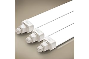 Tobeter 3 Pièces Néon Tube LED Lampe 18W 1800LM 60CM Linkable Luminaire Plafonnier LED, Blanc Neutre 4000K IP65 Réglette LED Pour Garage, Bureau, Cave, Atelier, Salon, Cuisine, Hôpital, Entrepôt