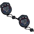 JZS 2 Pack Multi-Function Electronic Digital Sport Stopwatch Timer, Large Display with Date Time and Alarm Function,Suitable for Sports Coaches Fitness Coaches and Referees