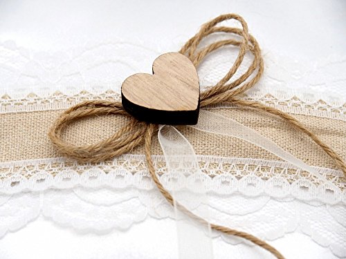 Ringkissen ANNA Vintage Weiß Spitze Hochzeit Herz Braut Traukissen - 3