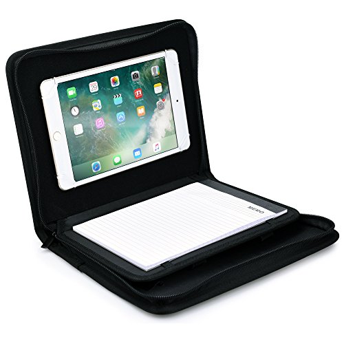 Custodia Protettiva per Tablet da 7 a 8 Pollici, Cooper BIZMATE Custodia a Libro con Blocco Note A5, Zip e Organizer da Viaggio per Ufficio, Cover con Blocco Note A5, Nero