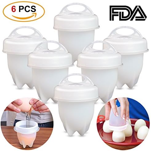 NNIUK 6 Pieces Egg Cooker Non Stick Silicone Boiled Egg Poacher Hard Cooking Steamer Molds