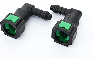AC PERFORMANCE Plastic Fuel Quick Connector Female 5/16" Tube to Male 5/16" Barb, 90 Degree, Pack of 2