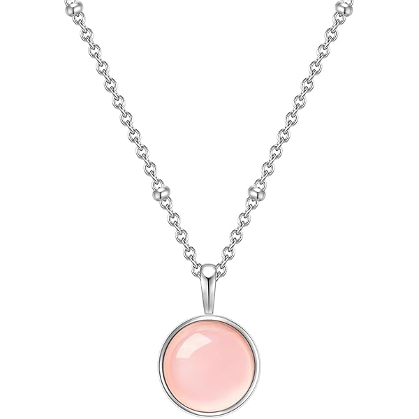 Coai Halsketting, voor dames, 925 sterlingzilver, met edelsteen, hanger met engelentraan, Chalcedoon