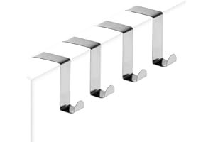 Minismus Ensemble de 4 Porte Crochet – Accroche-Porte Inoxydable, Utilisables Individuellement – Torchon, Manteau, Sac, Porte D’Armoire, Placard De Cuisine Accroche (Argent)