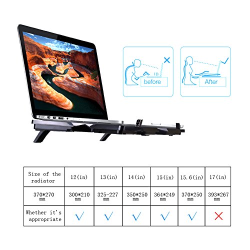 TOPQSC Laptop Kühler 15.6-17 Zoll Notebook Cooling- Pad Notebook Cooler 4 X Lüfter , 2 X USB mit 4 blauen LED-Lüfter - 3