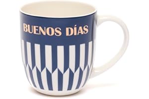 DRAEGER PARIS 1886 - Taza de Cerámica con Mensaje Buenos Días, 320ml - Diseño Chic en Azul o Rosa, Detalle en Oro Caliente - Elegancia y Estilo para Tu Café - Calidad Icónica desde 1886