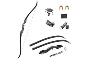 ‎SHARROW SHARROW Bogenschießen Takedown Recurve Bogen 60 Zoll Traditioneller Jagdbogen Erwachsener Holz Bogen Griff 25-65lbs Longbogen RH/LH