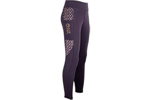 AK RIDING SPORTS AK Noir Perle Collants/Leggings/Culottes d'équitation Respirant Taille Haute à Enfiler avec Grip en Silicone AKRS 6057