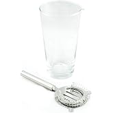 HostelNovo - Blown glass mixing cup with stainless steel worm strainer - Professional cocktail bar - Handmade - Capacity: 1 l