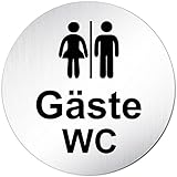 Größe: 100mm Ø XXL Gäste WC Toilettenschild • Ø 100mm • Aluminium (eloxiert) • Türschild Hinweisschild \