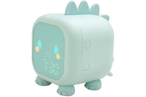 Gobesty Budzik dziecięcy, dla dziewczynek, cyfrowy budzik dziecięcy, ze światłem nocnym, funkcja drzemki, prezent na Dzień Dziecka, dla dzieci, dziewcząt, chłopców (zielony)