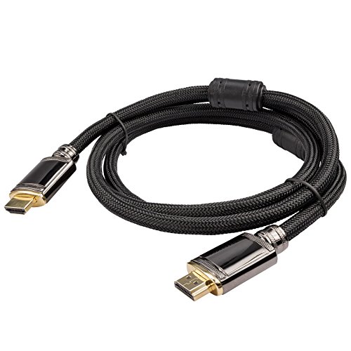 rocabo HDMI-Kabel 2,5m – High Speed mit Ethernet – 4k ULTRA-HD kompatibel – Ferrit-Filter – 24k vergoldete Kontakte – Nylonmantel – 2160p/1080p FULL-HD – 3D / ARC / CEC – für TV, Beamer, Blu-Ray, Konsolen - 6