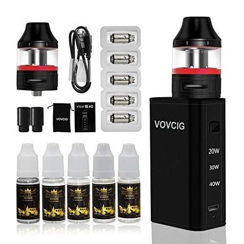 VOVCIG Cigarrillo Electronico N40 MOD Box 1600mah Cigarrillo electrónico + 5 X 10ml E Liquid + 5 X Núcleo atomizado Sin Nicotina