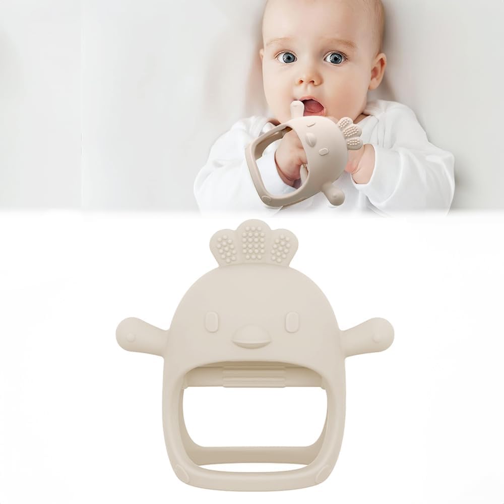 Meleni Baby Silikon Bebek Diş Kaşıyıcı - Diş Kaşıma Eldiveni Yenidoğan Dişlik Bej