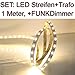 Produktbild SET: 5050 LED Streifen WARMWEISS inkl. Trafo und Dimmer mit FUNK Fernbedienung (1 Meter)