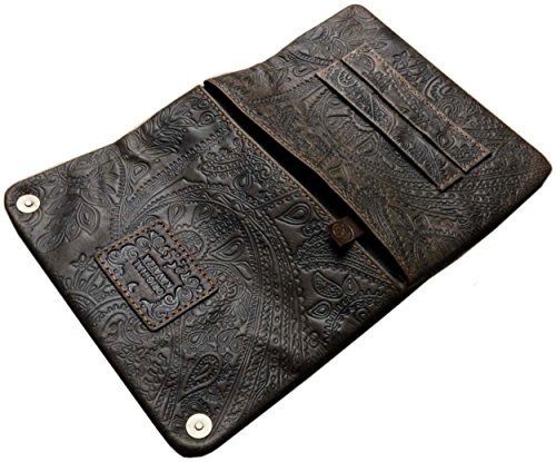 ORIGINAL KAVATZA Secreto De balanceo Tabaktasche étnico Relieve Marrón Antiguo liso cuero-Tp12 Cuero Auténtico
