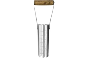 Haliaeetus Bulb Planter Tool, 6 inches Depth Mark Hand Bulb Planter, Non-Bending Stainless Steel Bulb Planter Digger, Garden Bulb Transplanter with Comfortable Wood Handle for Planting Tulip, Daffodil