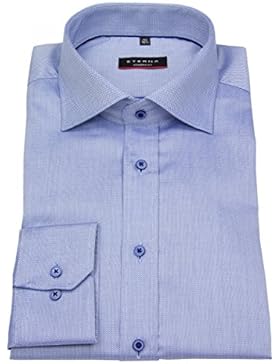 ETERNA Modern Fit Hemd Langarm New Kent Kragen Struktur blau