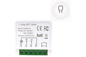 COLOROCK Mini 1 Gang DIY WiFi Smart Light Switch Moduł Smart Life/Tuya App i bezprzewodowy pilot zdalnego sterowania, kompatybilny z Alexa Echo i Google Home, 1/2 way