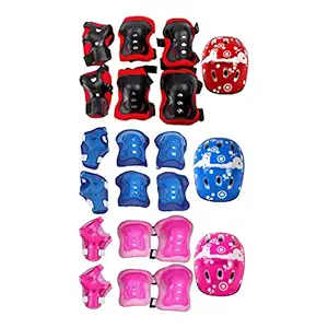 MUNSAR 7 Pcs Kids Protective Gear Set Cycling Helmet Knee Elbow Wrist Pads Pink {66027234MUNS}
