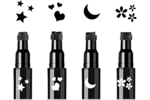Gesichtsstempel & Eyeliner Set, 4 Stück Schwarz Augenstifte mit Motivstempel und Eyeliner / 2-in-1 Face Stamp and Liquid Winged Eye Liner Pen von „Linble“