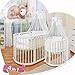 ComfortBaby © 4 in 1 - Baby / Child / Junior Bed - Made of Natural Solid Beechwood- used as a crib, playpen, bed, including Sky, covers, blankets, mattresses, bumper and many more. ALL INCLUSIVE