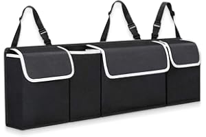 POFIBO Organisateur de coffre de voiture, sac de rangement de coffre de voiture en tissu Oxford, organisateur automatique pliable et étanche avec Boucle, s'adapte à tous les types de voitures
