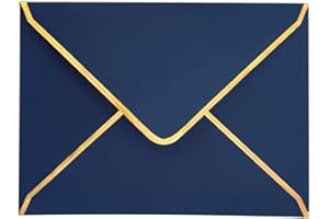 LYHLYA 50 Stücke Einladungumschläge, Blaue Luxuriöser Umschläge 18.5x13.5cm Miniatur Kuverts 5"x 7" Umschläge mit V-Klappe Briefumschläge Goldfolienrand für Hochzeiten, Einladungen, Party, Grußkarten
