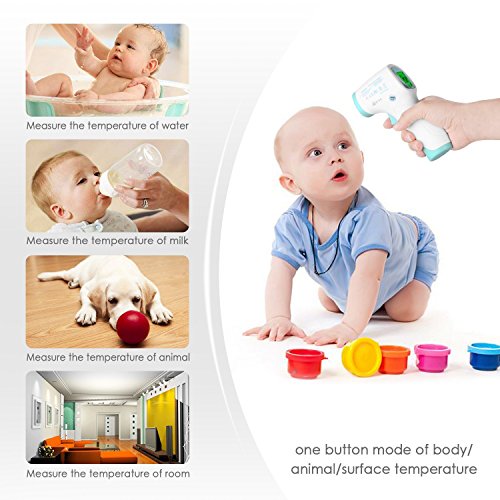 INTEY Infrarot Stirnthermometer Fieberthermometer für Kinder, Erwachsene, Tiere und Objekte Oberflächen mit Daten-Speicher-Funktion( 99 Speicherplätzen) und Hintergrundbeleuchtung inkl. Batterie - 4