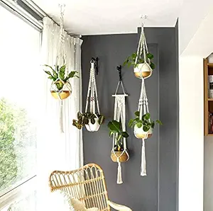 Dxyz Mango Wood Rope Flower Pot , Set of 4