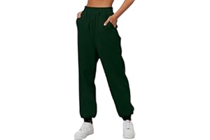 Generico Pantaloni Sportivi Donna Invernale Caldo Jogging Cotone Pantaloni Vita Alta Aderente con Tasche Tuta Tinta Unita Pantaloni Elastica per Hip Hop Casual