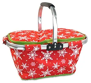 DII Insulated Market Basket or Picnic Tote, Perfect for Holidays Parties, Farmers Markets, BBQs, Grocery Shopping, Potlucks, To Go Lunches, Craft/Dish Storage & Monogramming - Checkered Red/White