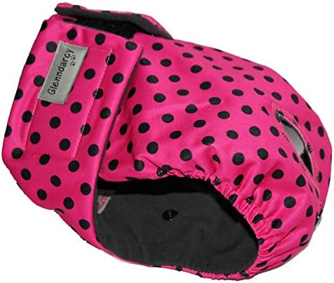 Glenndarcy Female Dog Season Nappy - Waterproof Fabric (Size XXXL Pants & 2 Washable Pads, Dotty Pink)