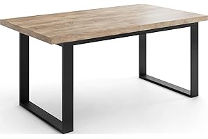 WFL GROUP Ausziehbarer Rechteckiger Esstisch im Loft-Stil mit Schwarzen Metallbeinen – Industrieller Tisch für Wohnzimmer – Ausziehbar von 160 cm auf 240 cm – Made in EU – Sonoma Eiche