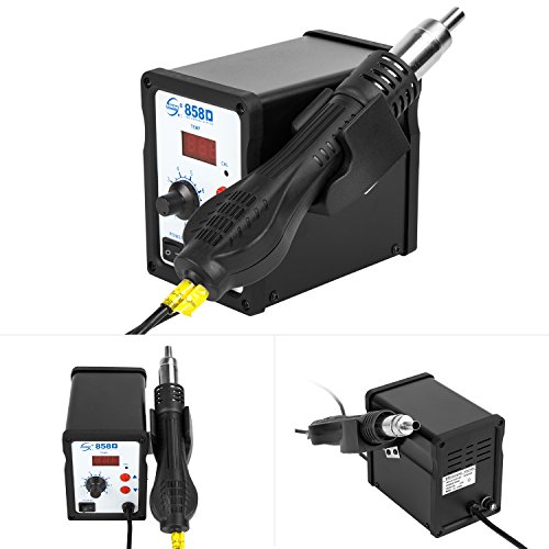 Uvistar 858D Lötstation Klein Entlötstation Digital Temperaturgeregelt Regelbar Heissluftpistole Set Profi für Platinen Handy Mobil mit Temperaturanzeige 100~450℃ LED Digitalanzeige 700W mit Zubehör - 6