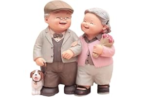 WINOMO Coppia di Anziani Statue di Statuette in Resina Vecchio Coppia Sposata Anniversario di Matrimonio Amare di Sculture Cake Toppers