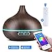 Produktbild KBAYBO Wassertropfen Form Luftbefeuchter Smartphone App/Wi-Fi & Fernbedienung Ätherisches Öl Aroma Diffusor Cool Mist Aroma Luftbefeuchter (Dunkle Holzmaserung)