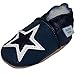 Soft Leather Baby Shoes Boys with Suede Soles by Dotty Fish Navy and White Star design - 6-12 months