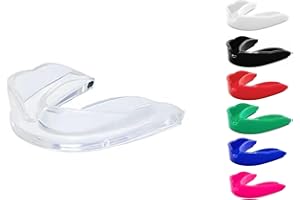 SKT SOUQ Premium Mouth Guard, Adults and Junior Gum Shield with case, Mouthguard for Jaw Protection in Contact Sports, Boxing,MMA Rugby, Football,Karate and Martial Arts (Transparent, Junior)