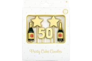 PD-Party 7050017 Compleanno Torta Candele | Festa | Decorazioni - 50 Years, Oro, 1cm Lunghezza x 3cm Larghezza x 9cm Altezza