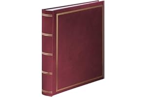 Hama Super-Jumbo Fotoalbum London 34x35 cm (Fotobuch mit 80 weißen Seiten, Album für 480 Fotos zum Selbstgestalten und Einkleben, Photoalbum mit Pergamin-Trennblättern) bordeaux