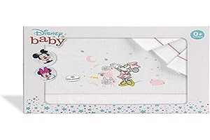 Interbaby MN003-12 Sábanas Cuna Disney Minnie Mouse Blanco y Rosa
